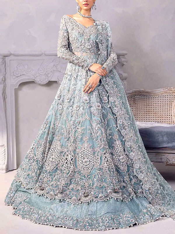NET Bridal Maxi Dress in 12 Kali Style (Unstitched) (Code:33096)
