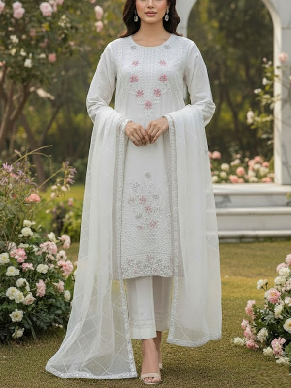 Stitch Organza Heavy Embroidered Dress With Organza Embroidered Dupatta (Code:31575)