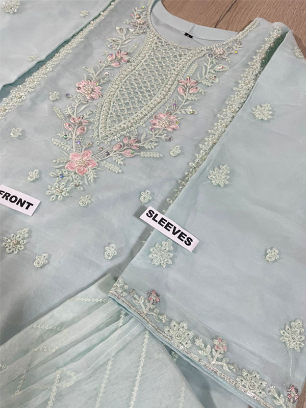 Stitch Organza Heavy Embroidered Dress With Organza Embroidered Dupatta (Code:31558) - Image 2