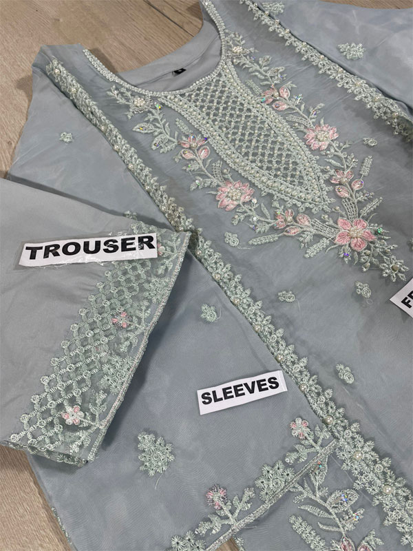 Stitch Organza Heavy Embroidered Dress With Organza Embroidered Dupatta (Code:31565) - Image 2