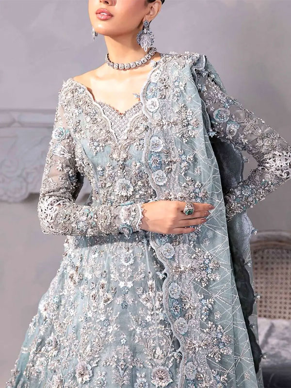 NET Bridal Maxi Dress in 12 Kali Style (Unstitched) (Code:33096) - Image 2