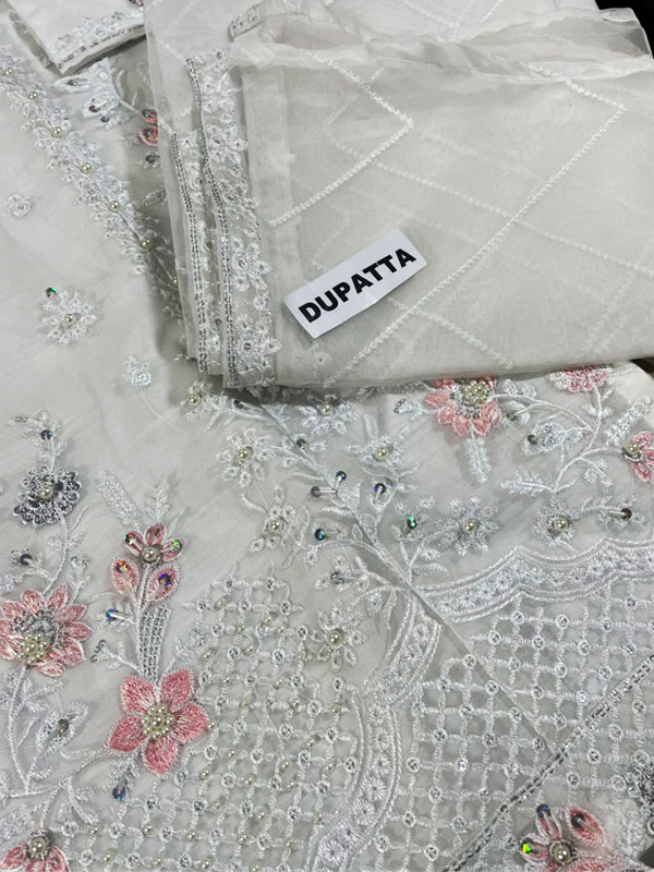 Stitch Organza Heavy Embroidered Dress With Organza Embroidered Dupatta (Code:31575) - Image 2