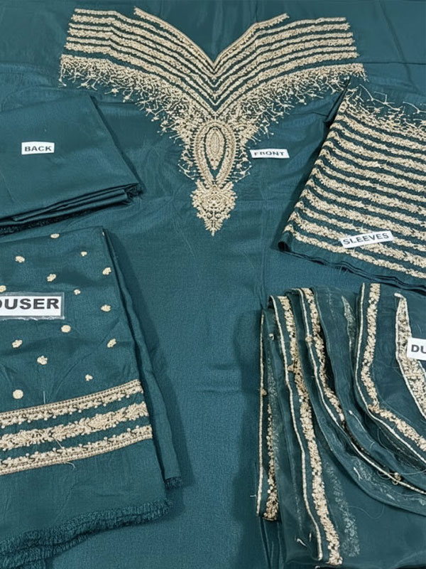 JAZMIN Silk Heavy Embroidered Dress With Organza Embroidered Dupatta (Unstitched) (Code:31592) - Image 2