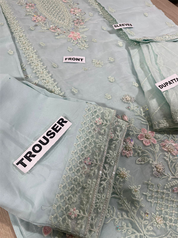 Stitch Organza Heavy Embroidered Dress With Organza Embroidered Dupatta (Code:31558) - Image 3