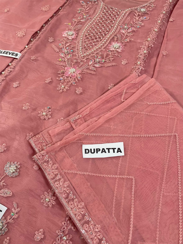 Stitch Organza Heavy Embroidered Dress With Organza Embroidered Dupatta (Code:31569) - Image 3