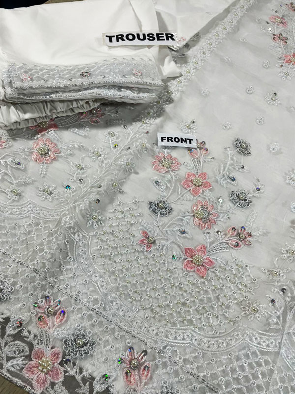 Stitch Organza Heavy Embroidered Dress With Organza Embroidered Dupatta (Code:31575) - Image 3