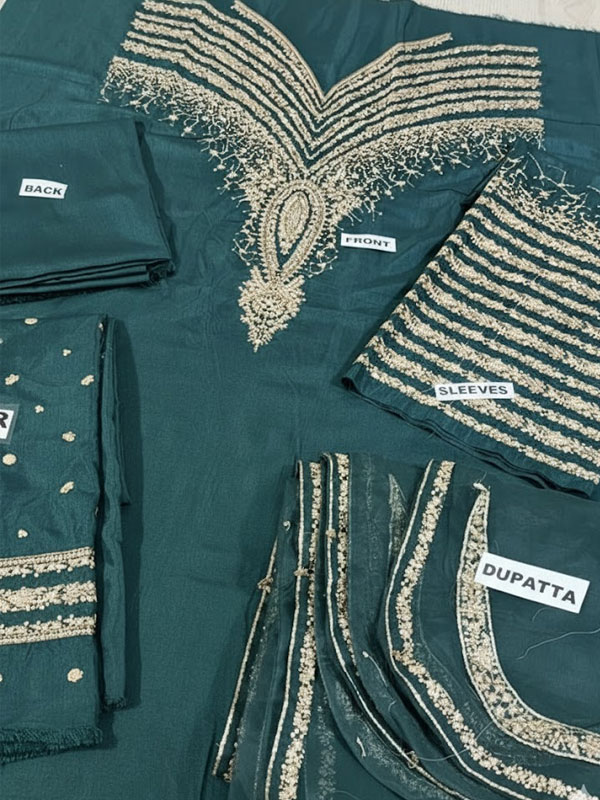 JAZMIN Silk Heavy Embroidered Dress With Organza Embroidered Dupatta (Unstitched) (Code:31592) - Image 3