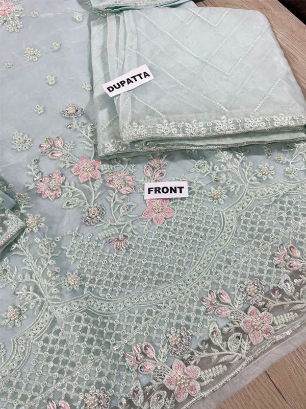 Stitch Organza Heavy Embroidered Dress With Organza Embroidered Dupatta (Code:31558) - Image 4