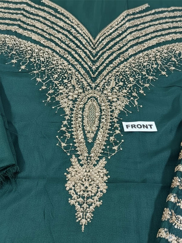 JAZMIN Silk Heavy Embroidered Dress With Organza Embroidered Dupatta (Unstitched) (Code:31592) - Image 4