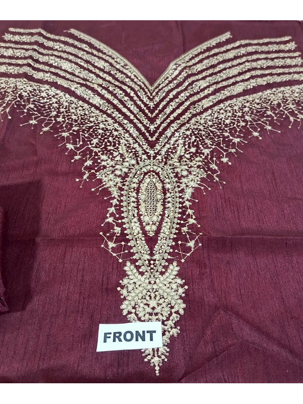 JAZMIN Silk Heavy Embroidered Dress With Organza Embroidered Dupatta (Unstitched) (Code:31598) - Image 4