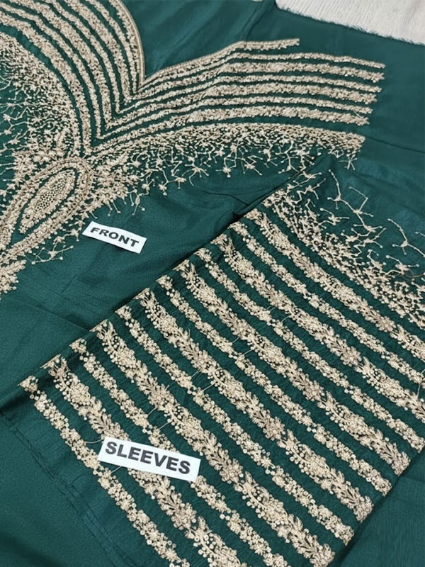 JAZMIN Silk Heavy Embroidered Dress With Organza Embroidered Dupatta (Unstitched) (Code:31592) - Image 5