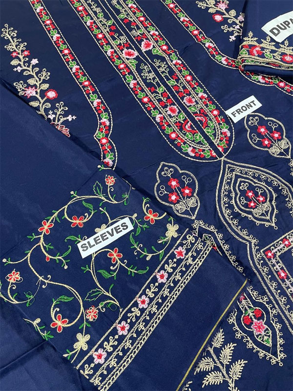 Linen Embroidered Dress With Linen Embroidered Dupatta (Unstitched) (Code:31656) - Image 2