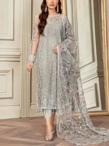 NET Heavy Embroidered Dress With Multi Spengle Embroidered Dupatta (Unstitched) (Code:31797)