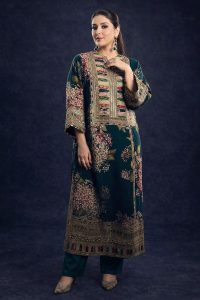 All-Over Print Embroidered Lawn Dress with 4-Sided Embroidered Chiffon Dupatta (Unstitched) (Code:179996)