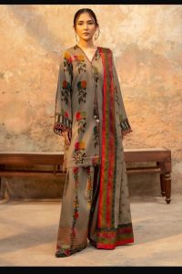 CHARIZMA Print Embroidered Lawn Dress with 4-Sided Embroidered Chiffon Dupatta (Unstitched) (Code:180054)