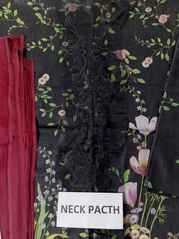 Maria B Digital Lawn Printed Embroidered Dress With Chiffon Printed Dupatta (Unstitched) (Code:179980) - Image 3