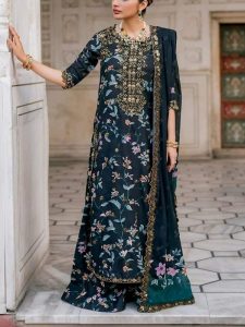 Iznik Luxurious Digital Lawn Collection Heavy Sequence Embroidery Bunches 4 Sided Embroidered Dupatta (Unstitched) (Code:179962)