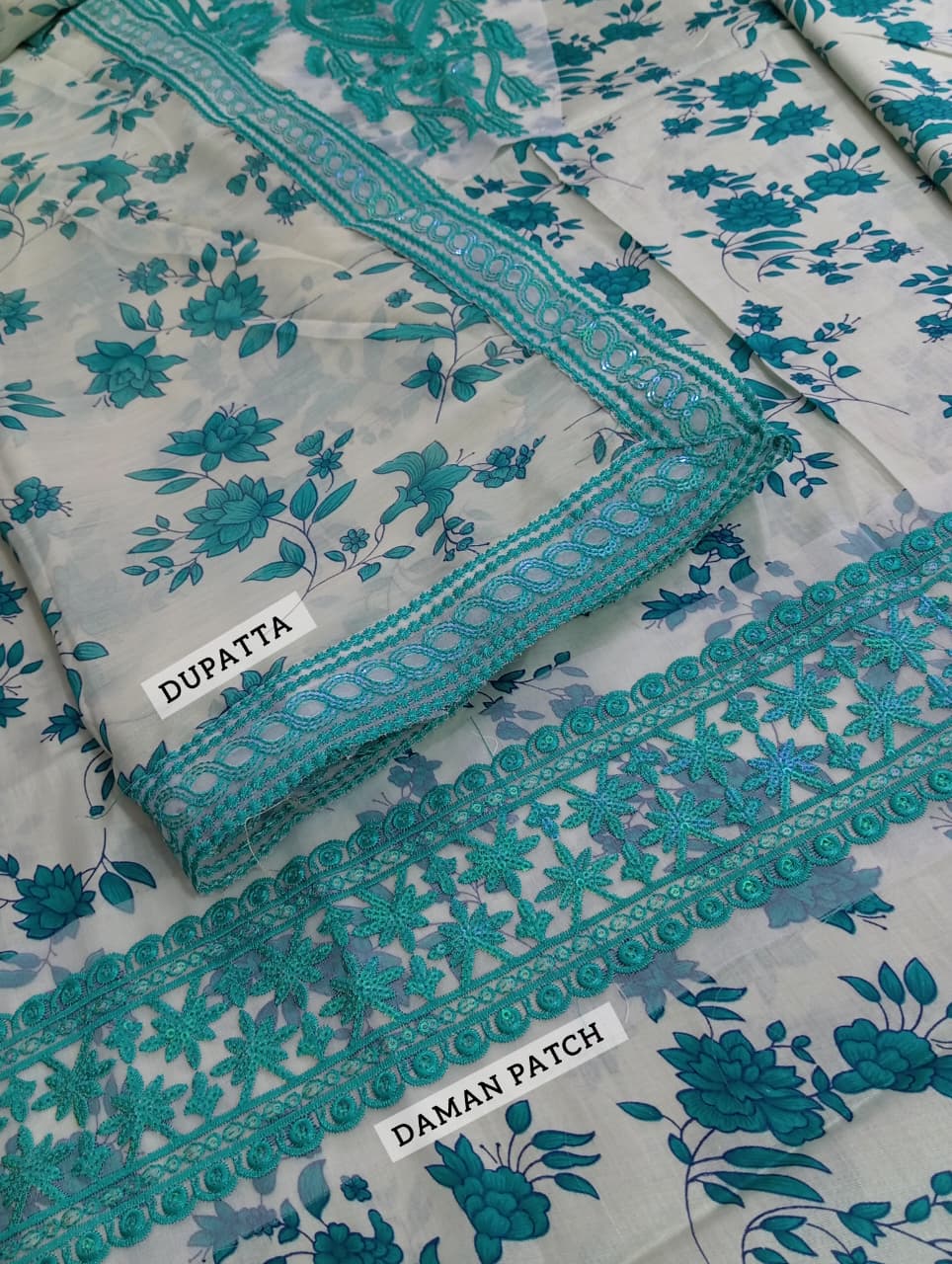 Aneela’s Lawn Heavy Embroidered Dress With 4-Sided Chiffon Embroidered Dupatta (Unstitched) (Code:179957) - Image 2