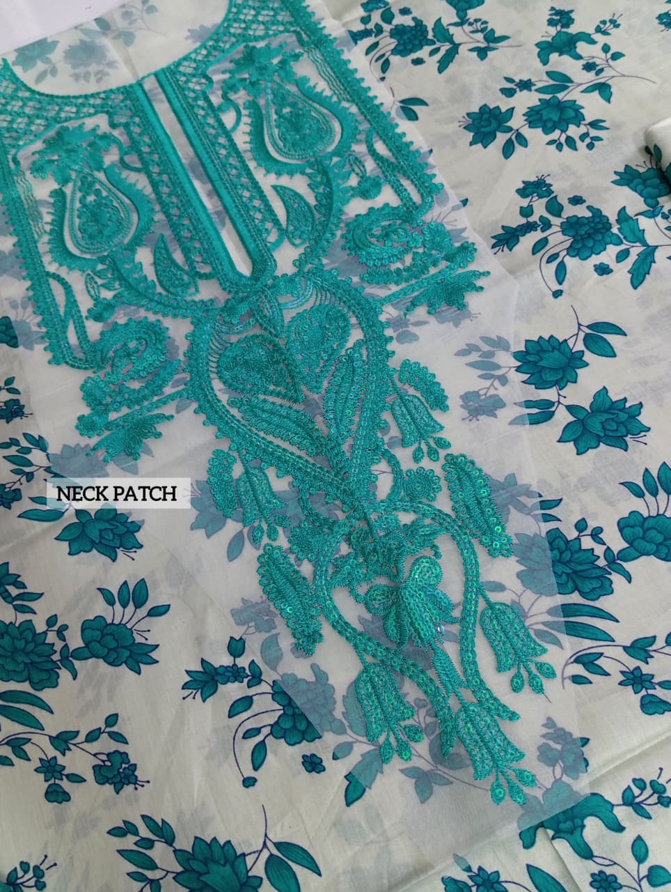 Aneela’s Lawn Heavy Embroidered Dress With 4-Sided Chiffon Embroidered Dupatta (Unstitched) (Code:179957) - Image 3