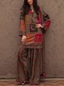 3 PCs Digital Printed Lawn Dress With Printed Lawn Dupatta (Unstitched) (code:180349)