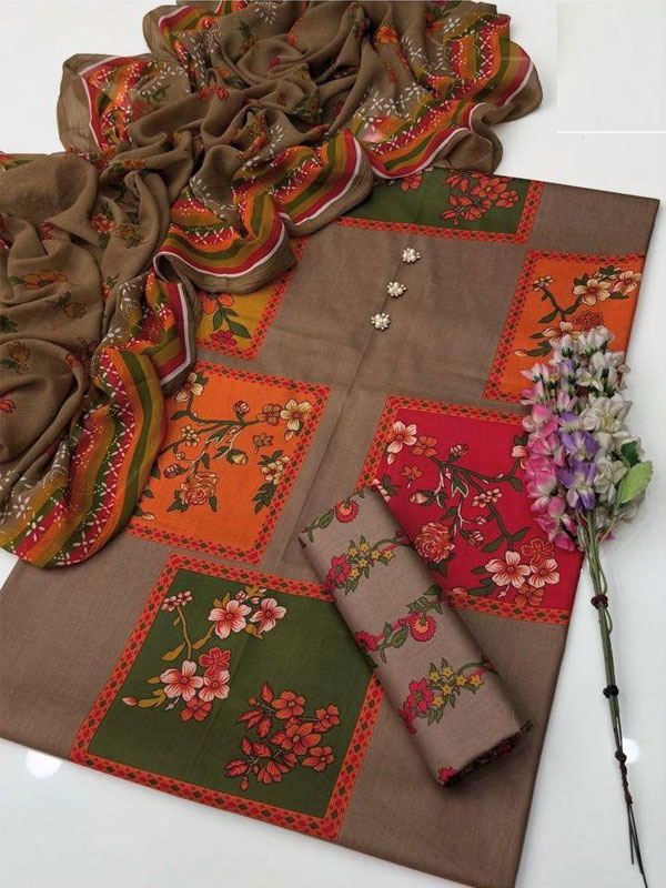 3 PCs Digital Printed Lawn Dress With Printed Lawn Dupatta (Unstitched) (code:180349) - Image 2