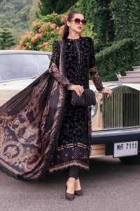 MARIA B Lawn Embroidered Dress with Chiffon Embroidered Dupatta (Unstitched) (Code:180457)