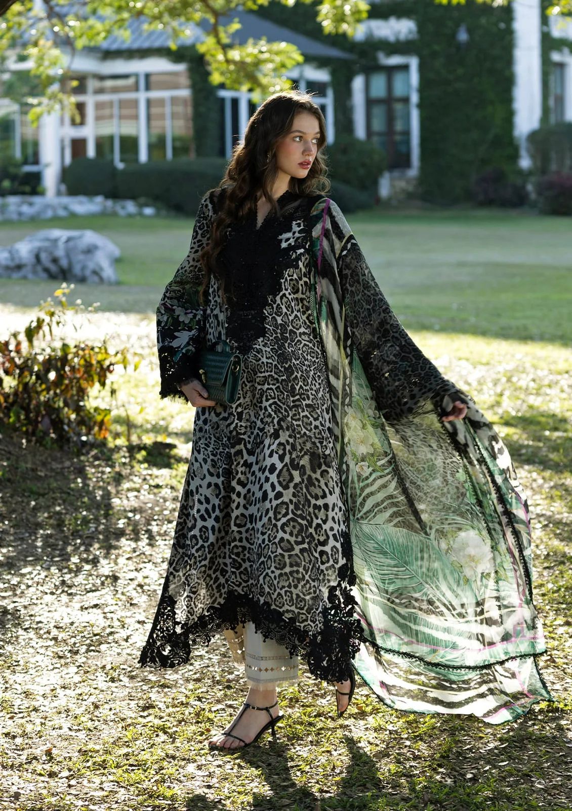 ELAF Lawn Print Embroidered Dress With Chiffon Printed Dupatta (Unstitched) (Code:180507)