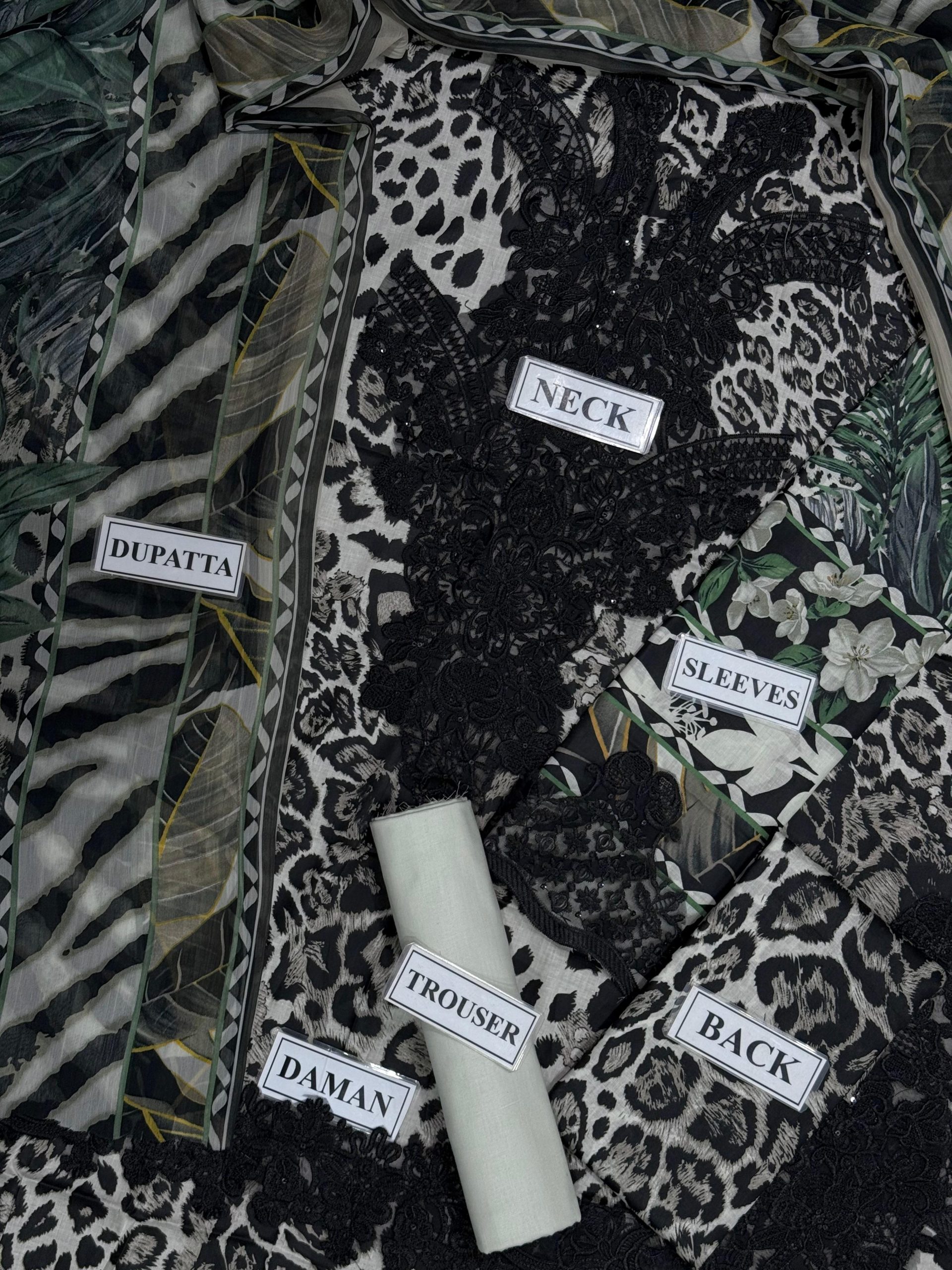 ELAF Lawn Print Embroidered Dress With Chiffon Printed Dupatta (Unstitched) (Code:180507) - Image 2