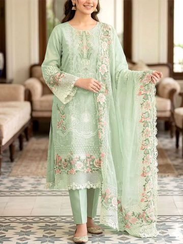 Cotton Heavy Embroidered Dress With Embroidered Chiffon Dupatta (Unstitched) (Code:180510)