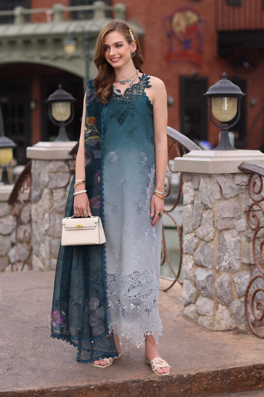 Elegent Lawn Heavy Embroidered Dress Wilk Silk Printed Dupatta (Unstitched) (Code:180476) - Image 2