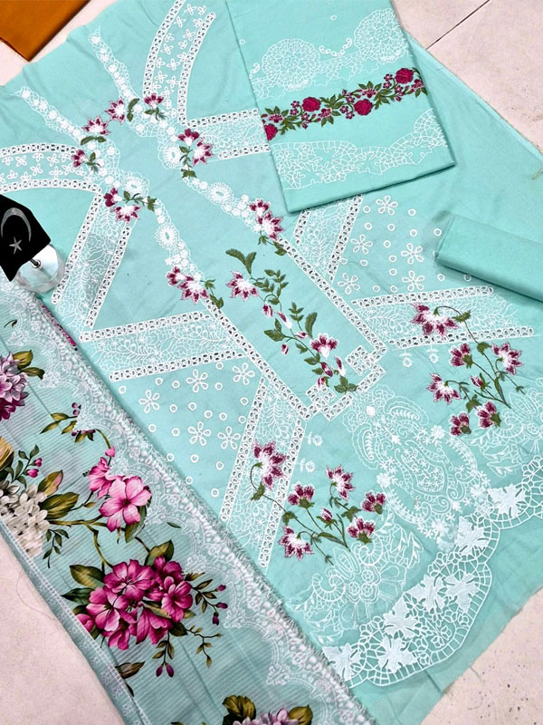 Boring Chicken Karri Lawn Embroidered Dress With Digital Printed Dupatta (Unstitched) (Code:180609) - Image 2