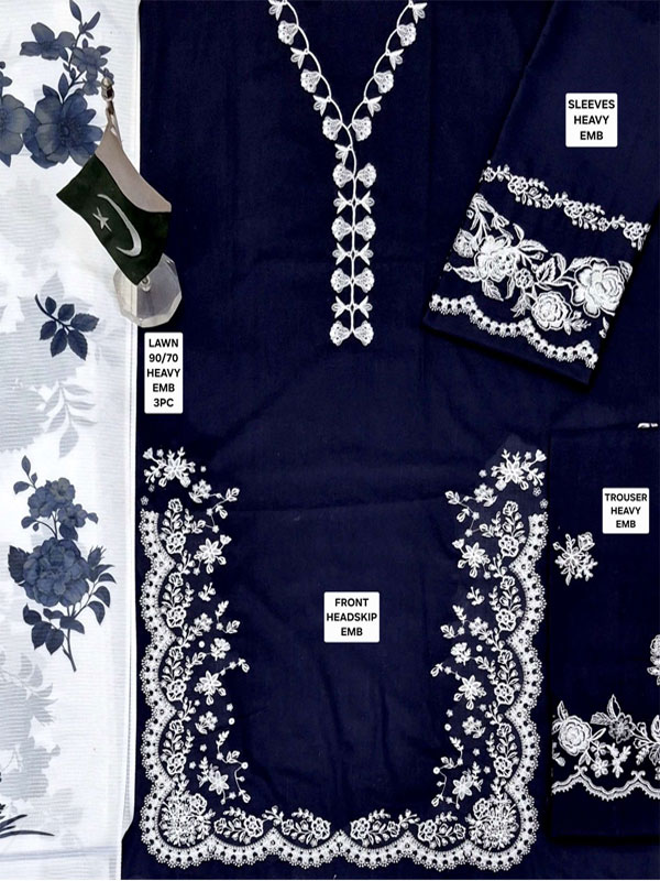 Lawn Heavy Embroidered Dress With Digital Printed Dupatta (Unstitched) (Code:180612) - Image 2