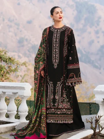 HUSSAIN REHAR Luxury Lawn Heavy Embroidered Dress With Digital Printed Banadora Dupatta (Unstitched) (Code:180703)