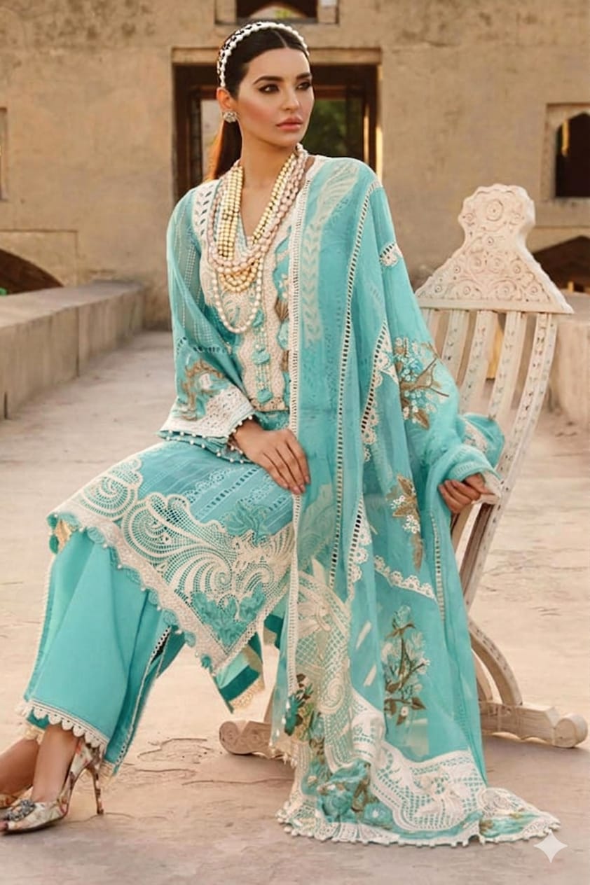 Crimson Luxurious Schiffli Heavy Embroidered Lawn Dress With Chiffon Heavy Embroidered Dupatta (Unstitched) (Code:180745)