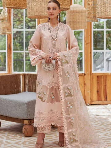 Crimson Digital Fancy Booring Heavy Embroidered Lawn Dress With Chiffon Printed Banadora Dupatta (Unstitched) (Code:180712)