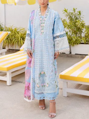 Lawn Heavy Embroidered Dress Printed Banadora Dupatta (Unstitched) (Code:180605)