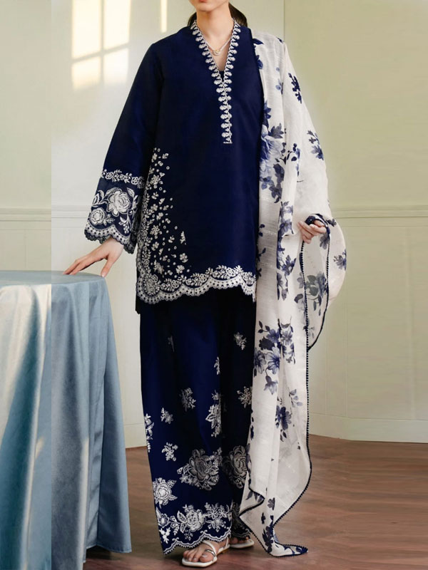 Lawn Heavy Embroidered Dress With Digital Printed Dupatta (Unstitched) (Code:180612)