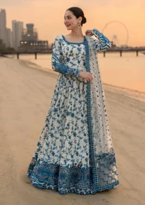 Faiza Saqlain Heavy Embroidered Lawn Dress With 4 Sided Heavy Embroidered NET Dupatta (Unstitched) (Code: 181496)