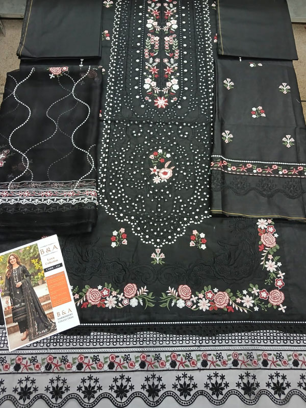 Cotton Lawn Heavy Embroidered Dress With Chiffon Embroidered Dupatta (Unstitched) (Code:181817) - Image 2
