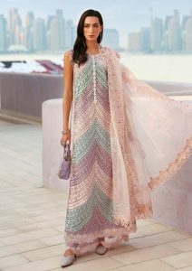 Luxury Lawn Heavy Embroidered Boring Chicken kari Dress With 4 Sided Embroidered Chiffon Dupatta (Unstitched)(Unstitched) (Code: 181313)