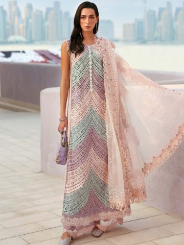 Luxury Lawn Heavy Embroidered Boring Chicken kari Dress With 4 Sided Embroidered Chiffon Dupatta (Unstitched)(Unstitched) (Code: 181313)