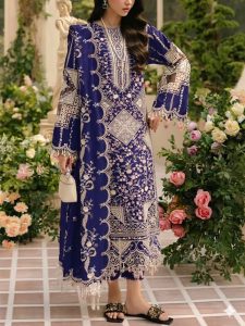 Cotton Lawn Heavy Embroidered Dress With Chiffon Embroidered Dupatta (Unstitched) (Code: 181446)
