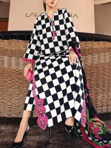 All Over Printed Lawn Dress With Embroidered Chiffon Dupatta (Unstitched) (Code:181820)