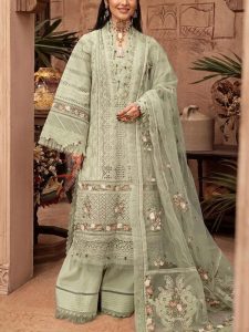 Cotton Lawn Heavy Embroidered Dress With Chiffon Embroidered Dupatta (Unstitched) (Code:181868)