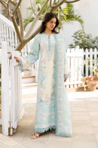 Heavy Embroidered Lawn Dress With 4-Sided Chiffon Embroidered Dupatta (Unstitched) (Code: 181410)
