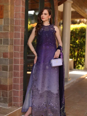 Noor By Sadia Asad Double Shaded Printed Lawn Dress 4-Sided Embroidered Chiffon Dupatta (Unstitched) (Code: 181545)