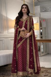 Haris Shakeel Addawork Formal Wedding Collection-Aisha Margenta (Unstitched) (Code:182400)