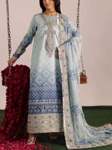 Elegant Churi Lawn Dress Heavy Embroidery Bunches With 4-Sided Chiffon Embroidered Dupatta (Unstitched) (Code:182354)