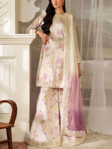 Luxury Printed Lawn Embroidered Dress With Tie & Die Chiffon Embroidered Dupatta (Unstitched) (Code:182035)