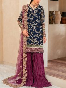Chiffon Heavy Embroidered Dress With 4-Sided Embroidered NET Dupatta (Unstitched) (Code:182640)